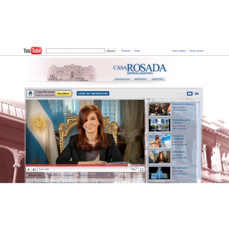 Casa Rosada lanza su canal de Youtube