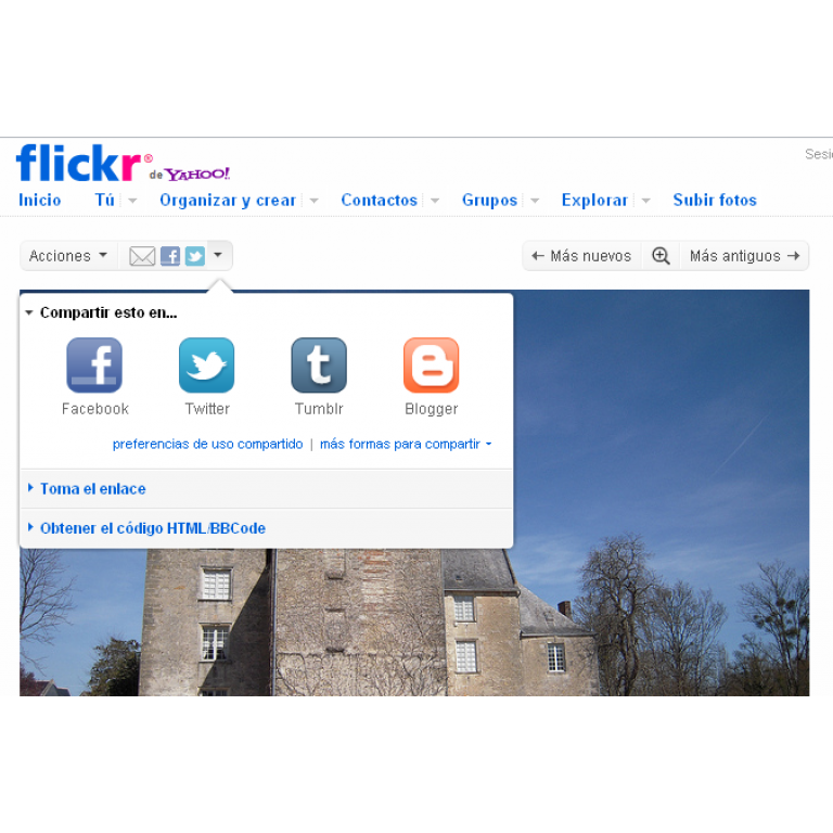 Flickr permite compartir imgenes en Facebook y Twitter
